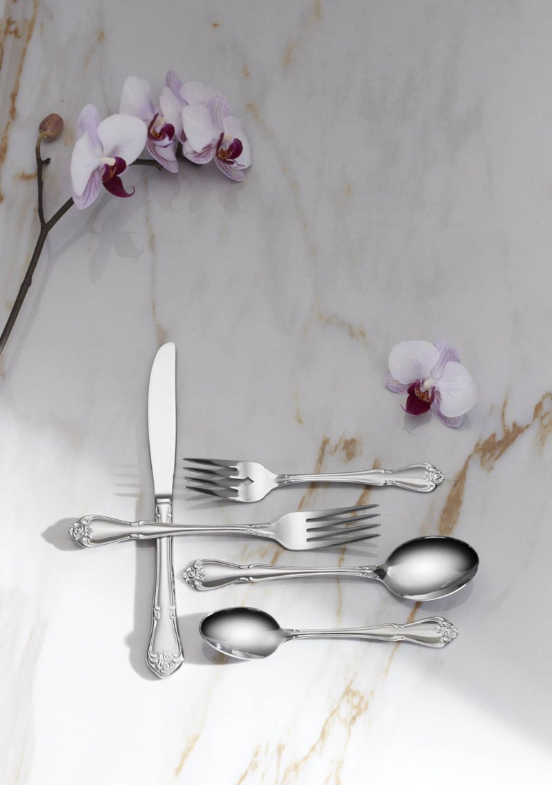Oneida Silverware Set, True Rose Everyday Flatware Teaspoons Set, Service For 4, 18/0 Stainless Steel, 5.97 x 1.26-Inch, Dishwasher Safe, Mirror Finish, Utensils Set, Tea spoon (Silver, 4 Piece) - Image 4